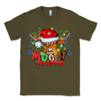 Army Green Mooey Christmas Classic Tee - CowhideDigitalArt
