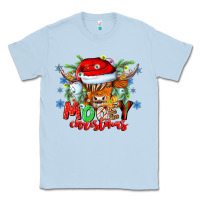 Dusty Blue Mooey Christmas Classic Tee - CowhideDigitalArt