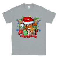 Heather Grey Mooey Christmas Classic Tee - CowhideDigitalArt