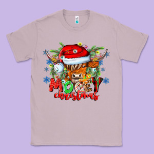 Mooey Christmas Classic Tee Designed By Cowhidedigitalart
