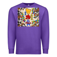 Purple love puzzle ribbon Premium Sweatshirt - TumblerDesignByShophia