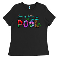 Black life is better İn the pool Ladies Tee - CowhideDigitalArt