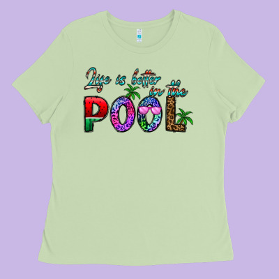 Life Is Better İn The Pool Ladies Tee Designed By Cowhidedigitalart