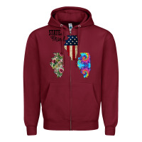 Burgundy Im in a Fishing State of Mind Illinois Zipper Hoodie - Bettercallsaul