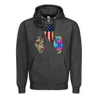 Charcoal Heather Im in a Fishing State of Mind Illinois Zipper Hoodie - Bettercallsaul