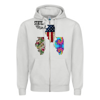Dove Grey Im in a Fishing State of Mind Illinois Zipper Hoodie - Bettercallsaul