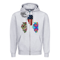 Heather Grey Im in a Fishing State of Mind Illinois Zipper Hoodie - Bettercallsaul