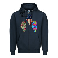 Navy Im in a Fishing State of Mind Illinois Zipper Hoodie - Bettercallsaul