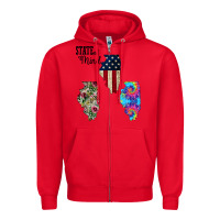 Red Im in a Fishing State of Mind Illinois Zipper Hoodie - Bettercallsaul