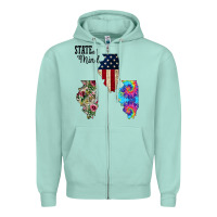 Seafoam Im in a Fishing State of Mind Illinois Zipper Hoodie - Bettercallsaul