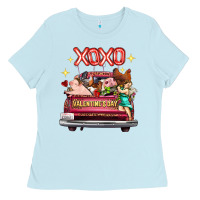 Baby Blue valentine's day truck farm animals cupid xoxo Ladies Tee - FaDigitalArtStudio