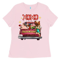 Bubblegum Pink valentine's day truck farm animals cupid xoxo Ladies Tee - FaDigitalArtStudio