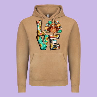 Love Thanksgiving Vintage Hoodie Designed By Jasminsmagicworld