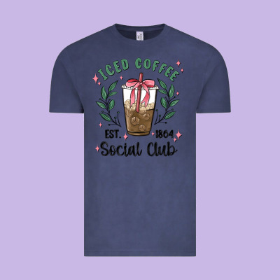 Iced Coffee Social Club Vintage Tee Designed By Maliassmallbusiness