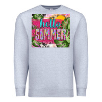 Heather Grey hello summer with cowhide Premium Sweatshirt - TumblerDesignByShophia