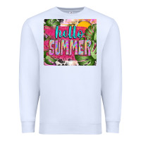 White hello summer with cowhide Premium Sweatshirt - TumblerDesignByShophia