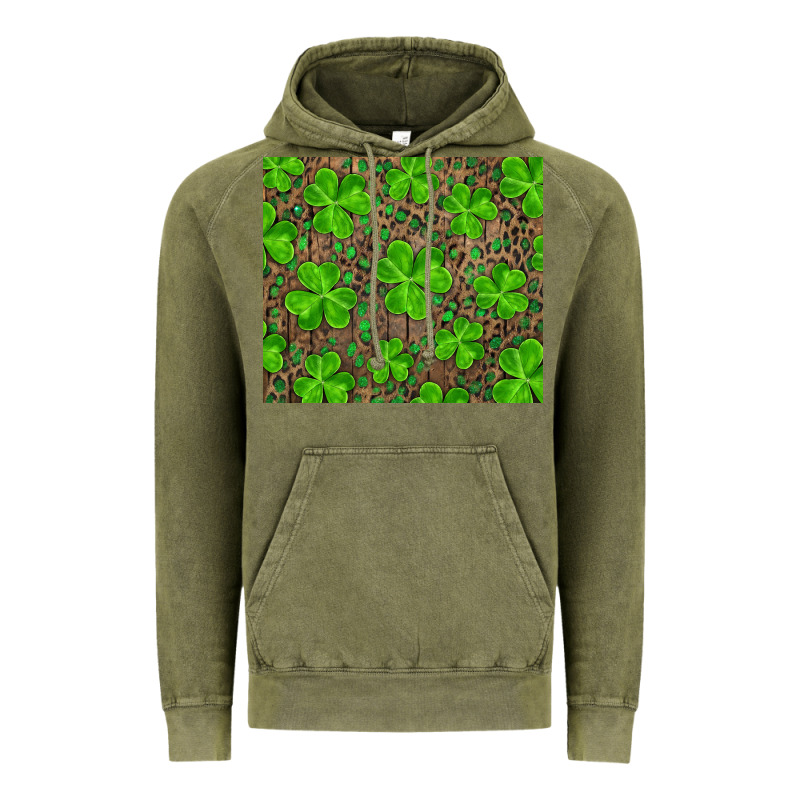 Saint Patricks Day Shamrock And Leopard Vintage Hoodie by RanaPortraitStore | Teevron