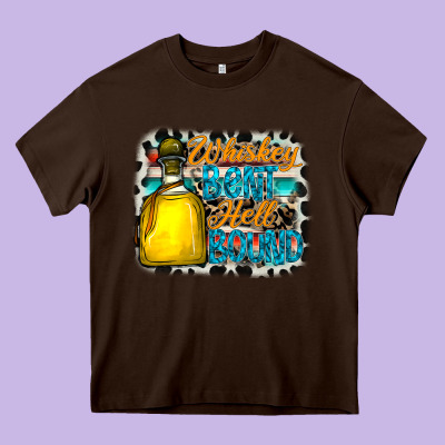 Whiskey Bent Hell Bound Heavy Core Tee Designed By Cowhidedigitalart