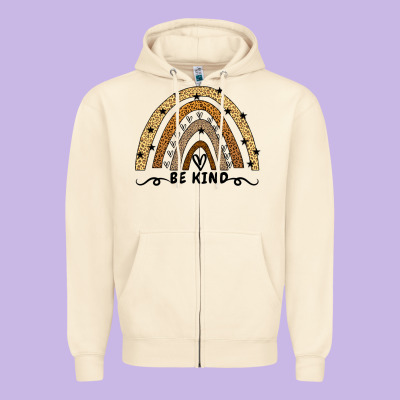 Be Kind Rainbow Zipper Hoodie Designed By Bettercallsaul