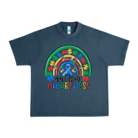 Midnight Navy autism awareness rainbow Urban Heavy Tee - MaliasSmallBusiness