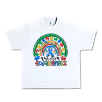 White autism awareness rainbow Urban Heavy Tee - MaliasSmallBusiness