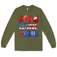 Army Green red wine and blue Long Sleeve Tee - MaliasSmallBusiness
