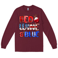 Burgundy red wine and blue Long Sleeve Tee - MaliasSmallBusiness