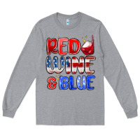 Heather Grey red wine and blue Long Sleeve Tee - MaliasSmallBusiness