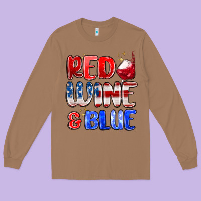 Red Wine And Blue Long Sleeve Tee Designed By Maliassmallbusiness