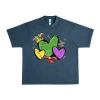 Midnight Navy mardi gras hearts Urban Heavy Tee - MaliasSmallBusiness