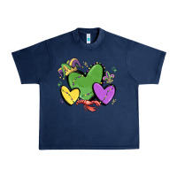 Navy mardi gras hearts Urban Heavy Tee - MaliasSmallBusiness