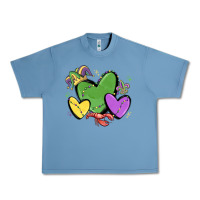 Pebble Blue mardi gras hearts Urban Heavy Tee - MaliasSmallBusiness