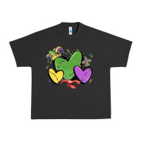 Pigment Black mardi gras hearts Urban Heavy Tee - MaliasSmallBusiness