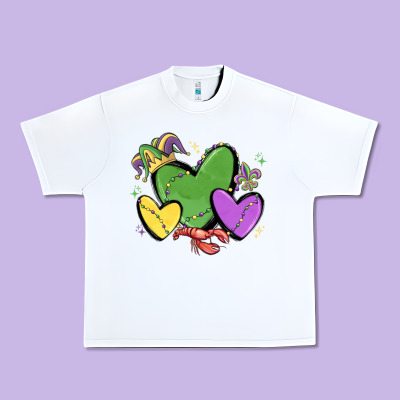 Mardi Gras Hearts Urban Heavy Tee Designed By Maliassmallbusiness