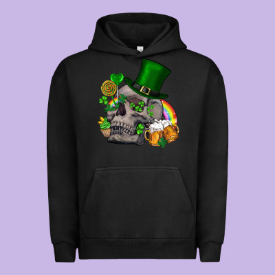 St Patrick's Day Boho Skull Urban Hoodie Designed By Fadigitalartstudio