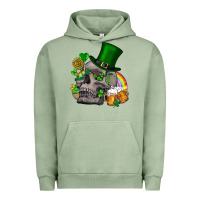 Pigment Oil Green St Patrick's Day boho skull Urban Hoodie - FaDigitalArtStudio