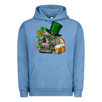 Pigment Pebble Blue St Patrick's Day boho skull Urban Hoodie - FaDigitalArtStudio