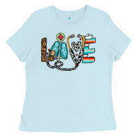 Baby Blue love nurse Ladies Tee - CowhideDigitalArt