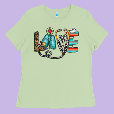 Love Nurse Ladies Tee Designed By Cowhidedigitalart