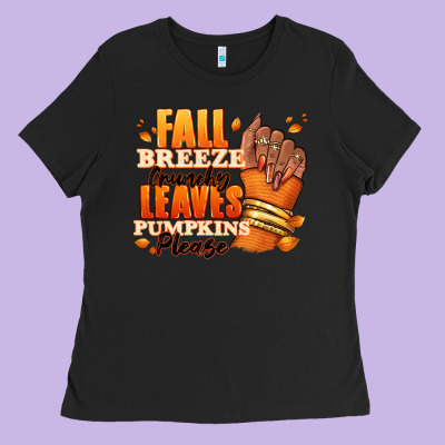 Fall Breeze Crunchy Leaves Pumpkins Please Ladies Tee Designed By Ranaportraitstore