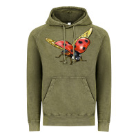 Vintage Olive Ladybug Flying Vintage Hoodie - LillyAllenDesigns