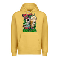 Antique Gold Grab your joe let's go Soccer Premium Hoodie - HowdyJamesFarm
