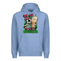 Colony Blue Grab your joe let's go Soccer Premium Hoodie - HowdyJamesFarm