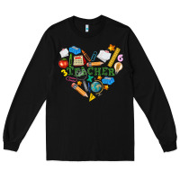 Black teacher heart Long Sleeve Tee - NancyCooperArtShop