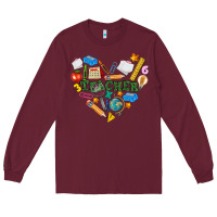 Burgundy teacher heart Long Sleeve Tee - NancyCooperArtShop