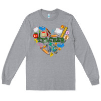 Heather Grey teacher heart Long Sleeve Tee - NancyCooperArtShop