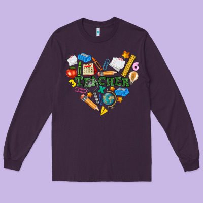 Teacher Heart Long Sleeve Tee Designed By Nancycooperartshop