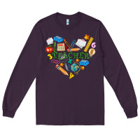 Plum teacher heart Long Sleeve Tee - NancyCooperArtShop