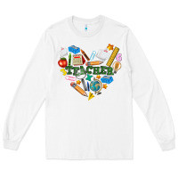 White teacher heart Long Sleeve Tee - NancyCooperArtShop