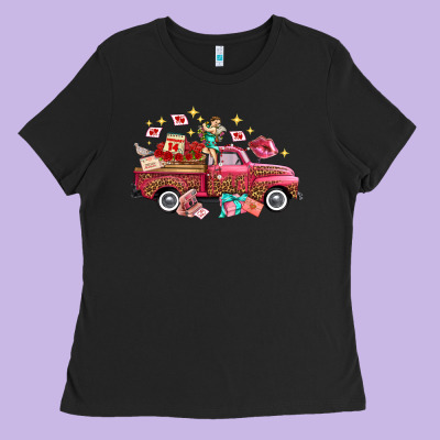 Valentine's Day Truck Photography Love Side View Ladies Tee Designed By Fadigitalartstudio